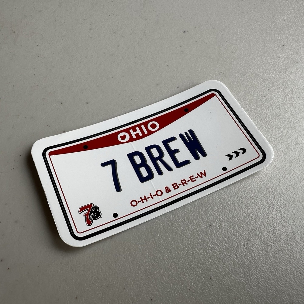 ONE Ohio STICKER "7 BREW" License Plate - Ohio State Plate with "7 BREW" COFFEE
